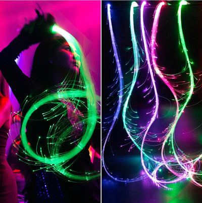 USB Rechargeable LED Fiber Optic Dance Whip - Multi-Color RGB