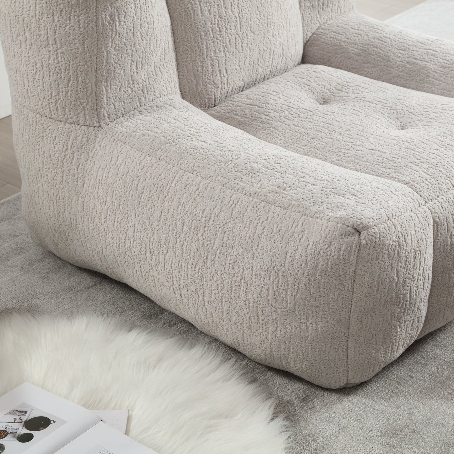 Sillón Puff Esponjoso con Espuma Viscoelástica y Otomana