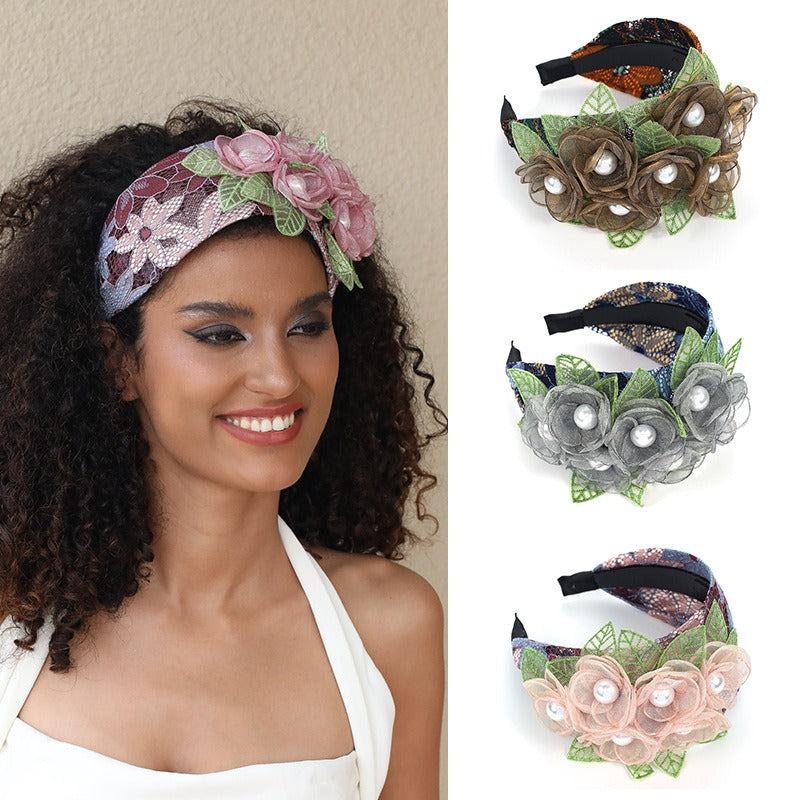 Fashionable handmade fabric exaggerated flower headwear - Korvel
