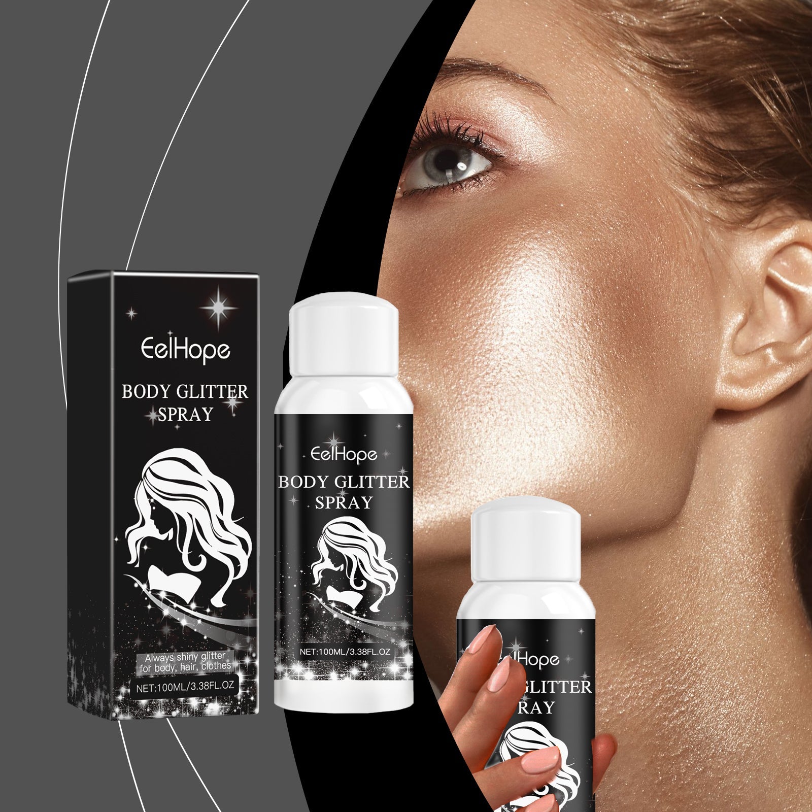 Body Flash Spray, Face Body Star Flash Party Highlight Focus Flash Spray - Korvel