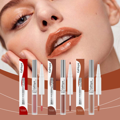 Double Head Essence Lip Line Lip Glaze Pen - 2-in-1 Gloss