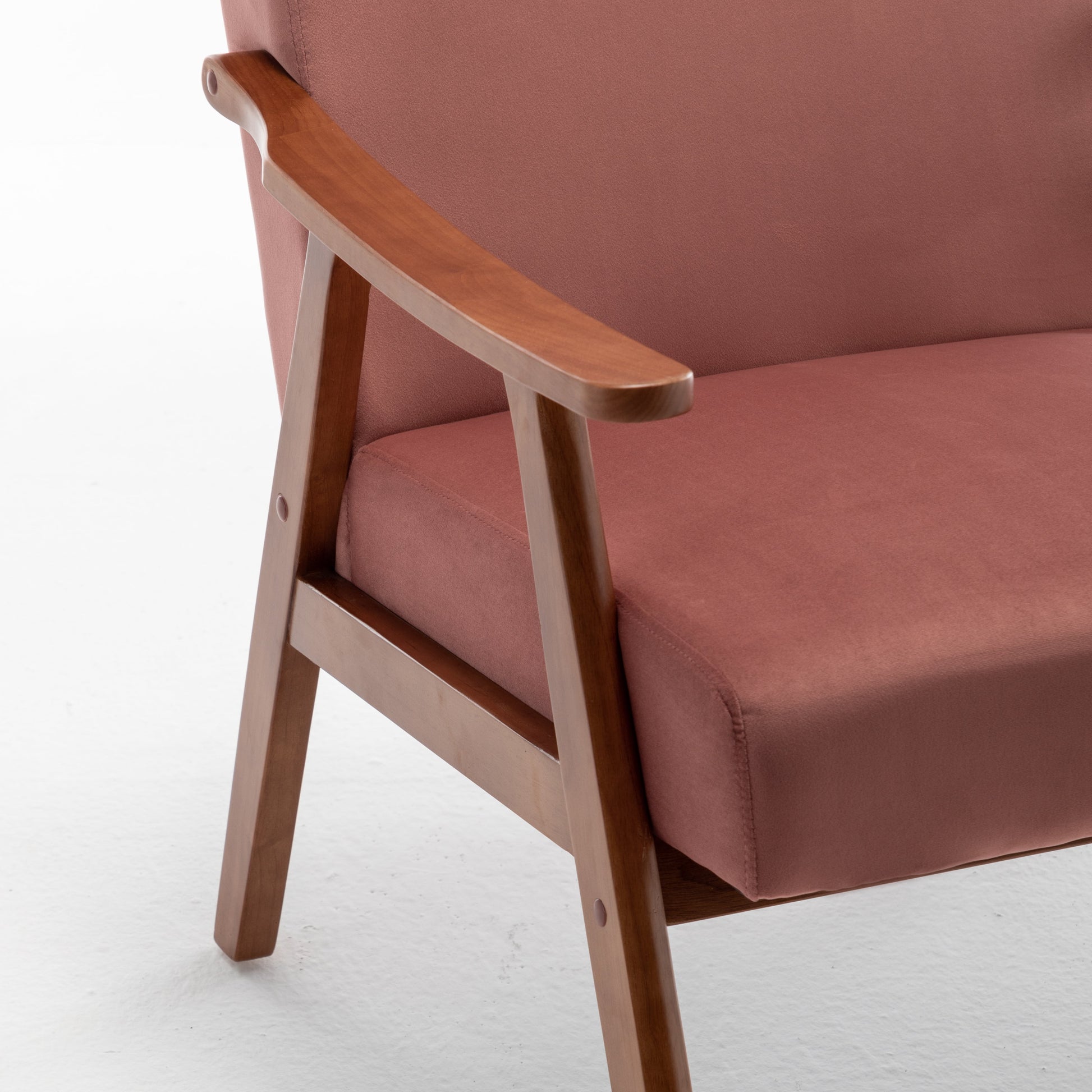 Mid-Century Modern Chair, Living Room Chair with Solid Wood Frame, Accent Chair Extra-Thick Backrest, Wingback Chair for Bedroom - Korvel