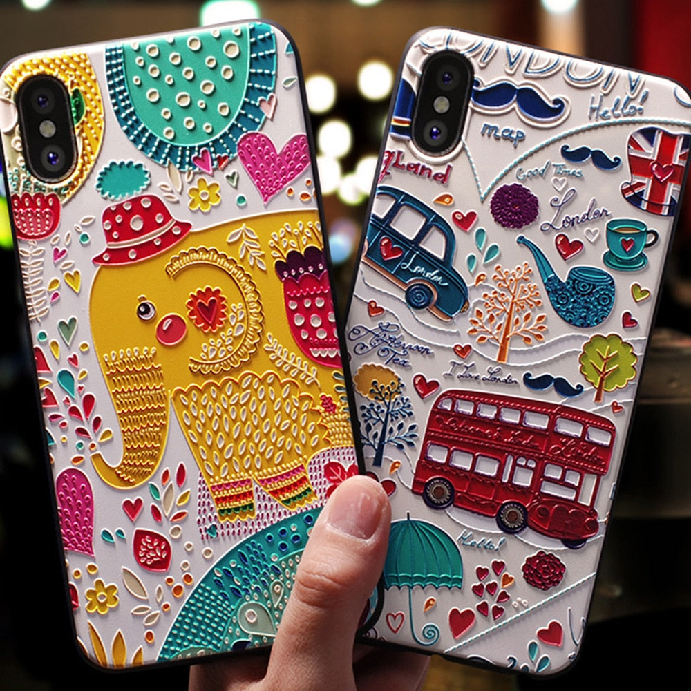 Eqvvol Cute 3D Cartoon Patterned Phone Case for iPhone