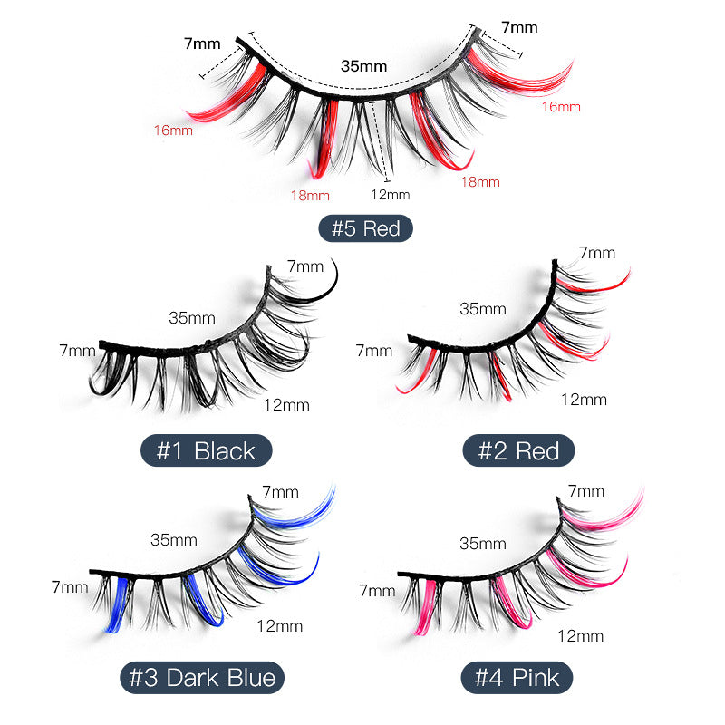 Color false eyelashes 5D multi-layer thick cross mink eyelashes 5 pairs of eyelashes - Korvel