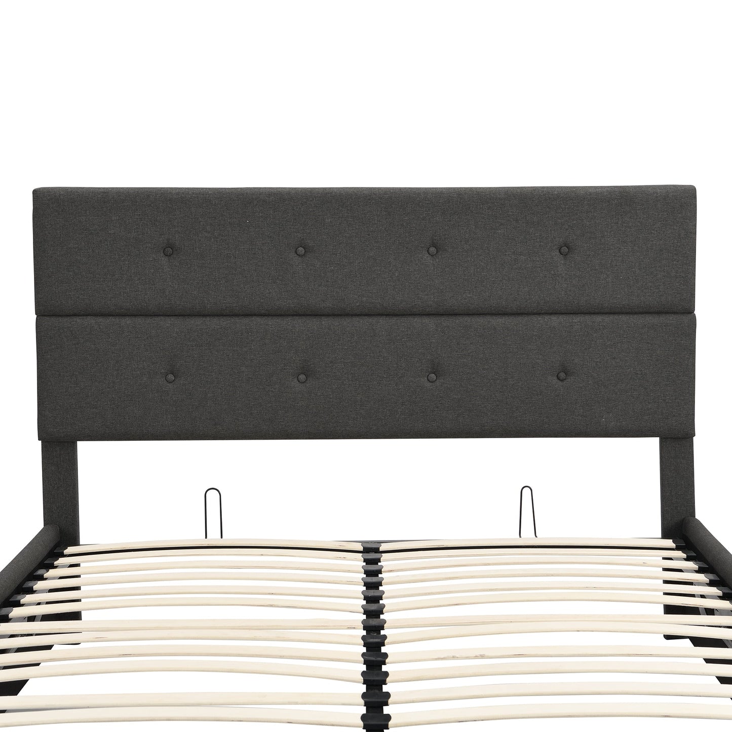 Lit plateforme queen rembourré avec rangement - Gris