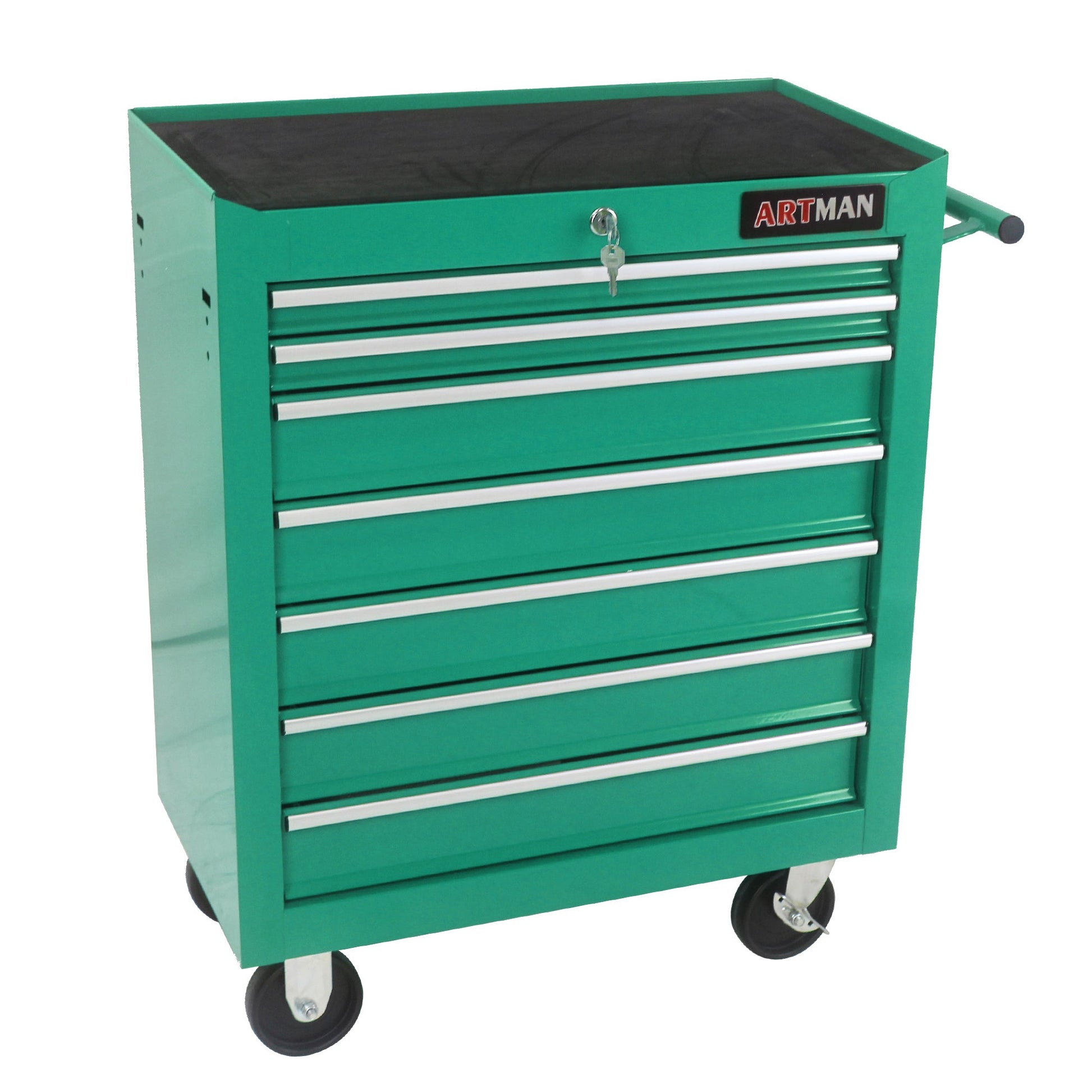 7 DRAWERS MULTIFUNCTIONAL TOOL CART WITH WHEELS-GREEN - Korvel
