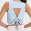 Drawstring Cutout Round Neck Active Tank - Korvel