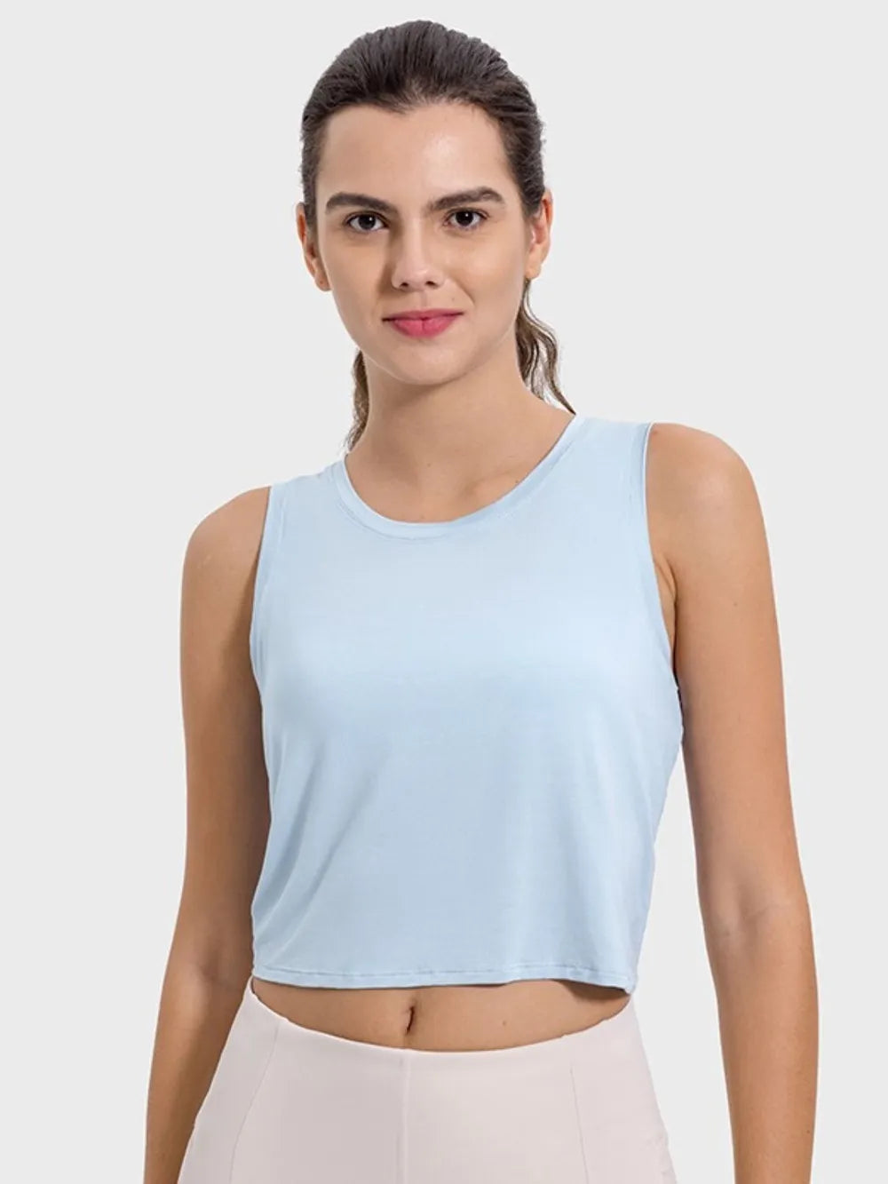 Drawstring Cutout Round Neck Active Tank - Korvel