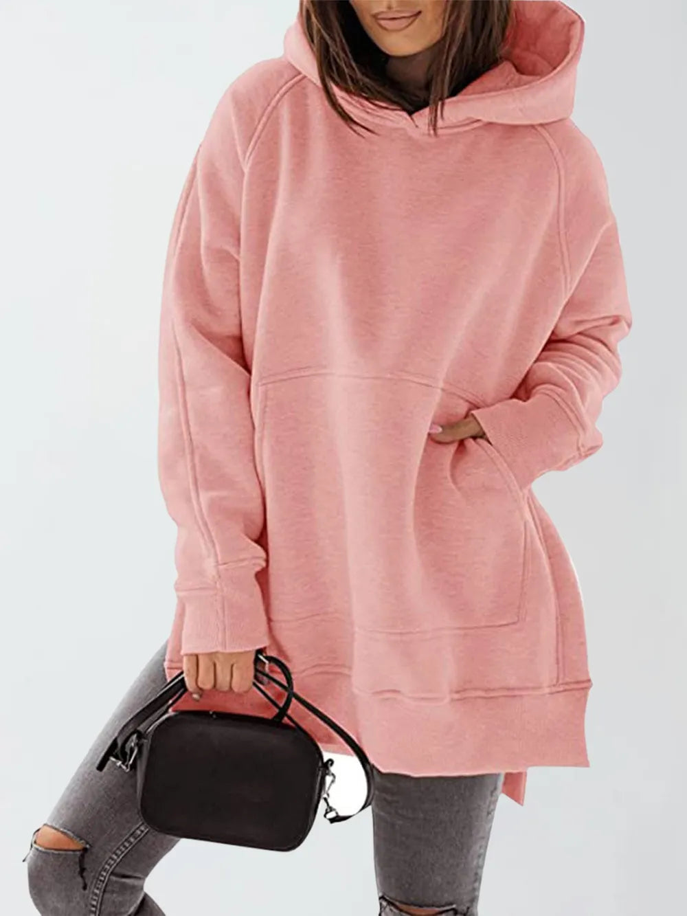 Sudadera con Capucha de Manga Raglán y Bolsillos Laterales