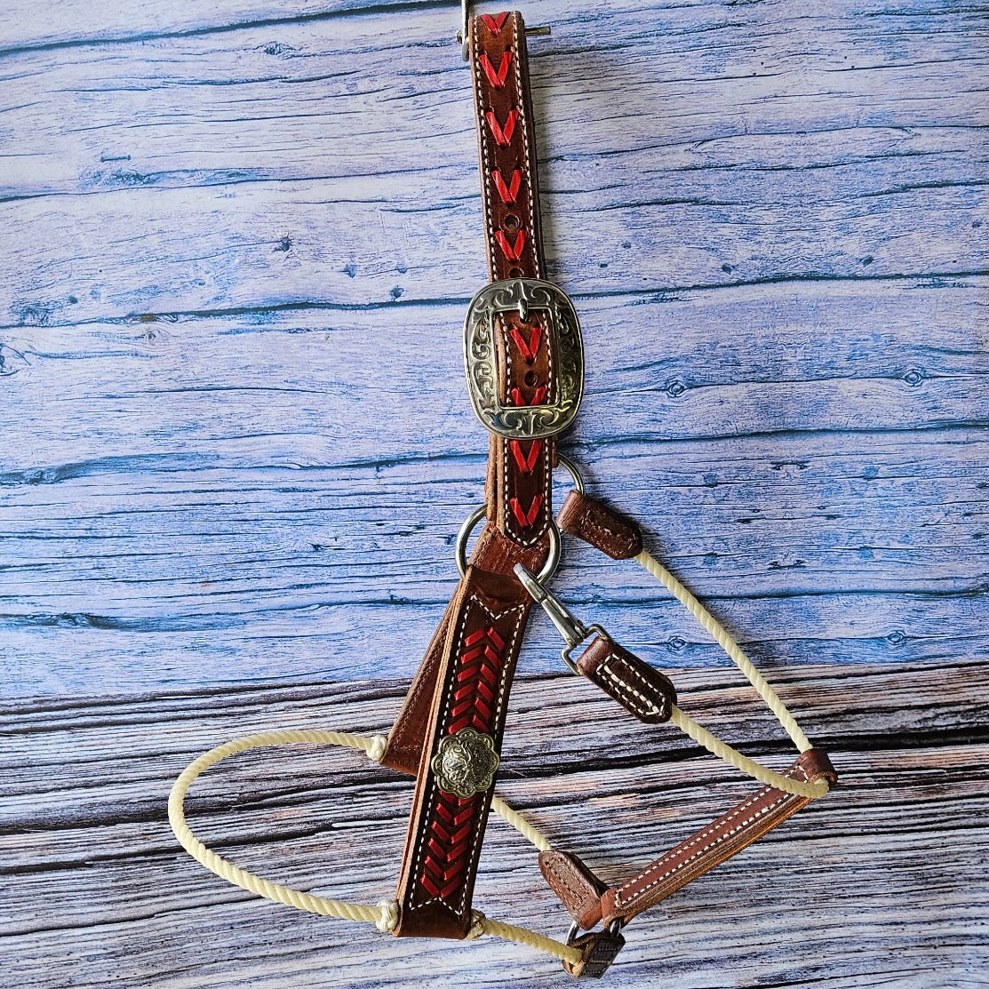 Deluxe Leather Rope Nose Halter with Tassels - Korvel