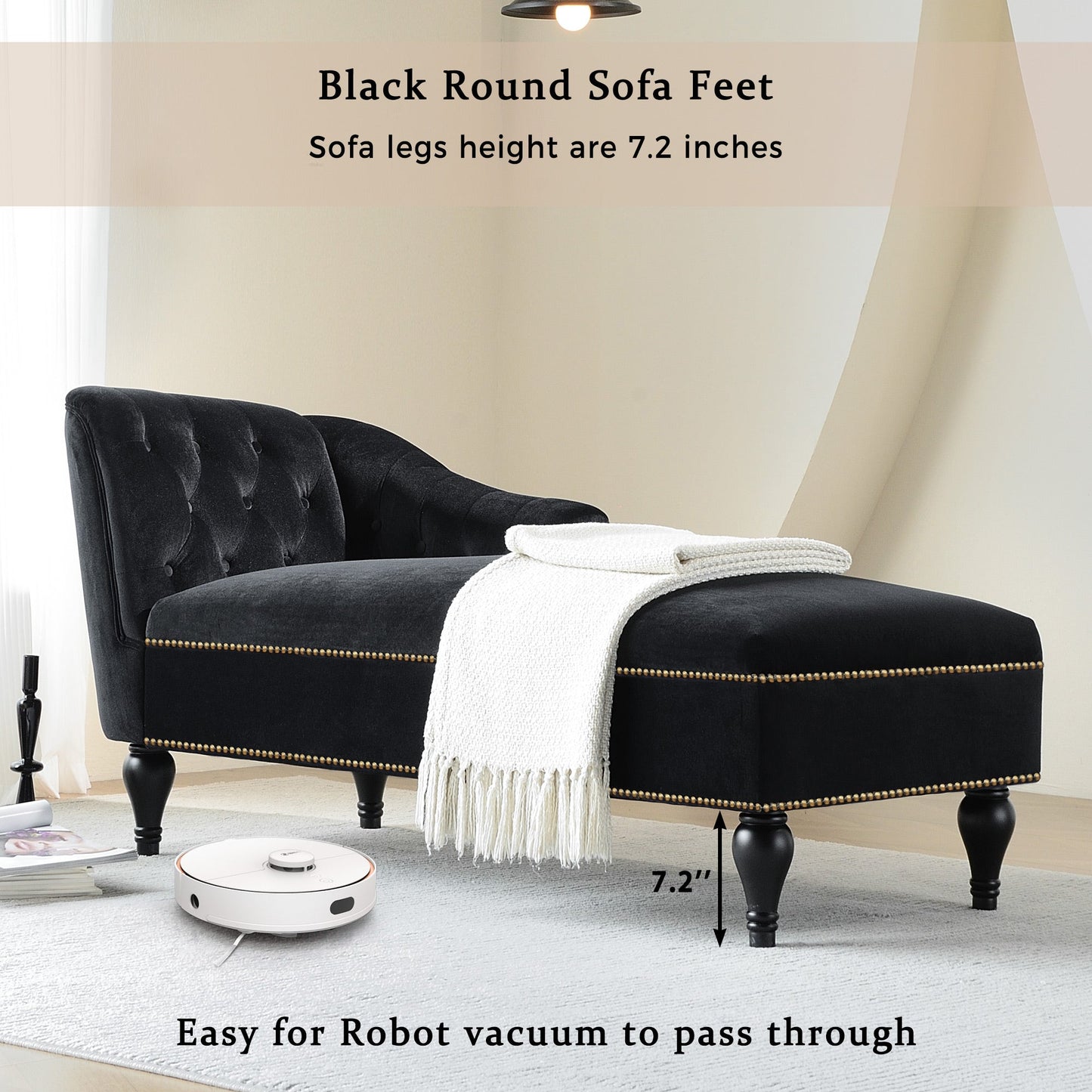 58-Inch Velvet Lounge Chair with Nailhead Trim