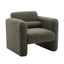 Modern style chair with sheepskin Sherpa fabric soft cushion, comfortable armchair, soft with backrest and pillow, seaweed green - Korvel