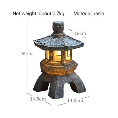 Solar-Powered Zen Garden Decor: Pagoda Lanterns & Statues - Korvel