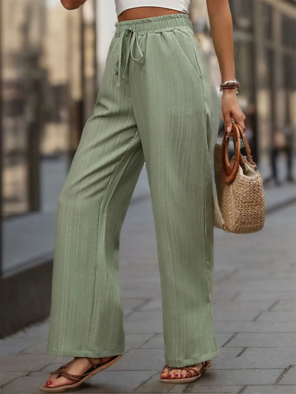 High Waist Wide Leg Pants - Korvel