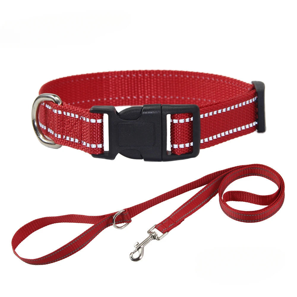 Nylon Dog Collar and Leash Set Pet Collars Leash for Small Medium Large Dogs Dog Accessories for Small Dogs - Korvel
