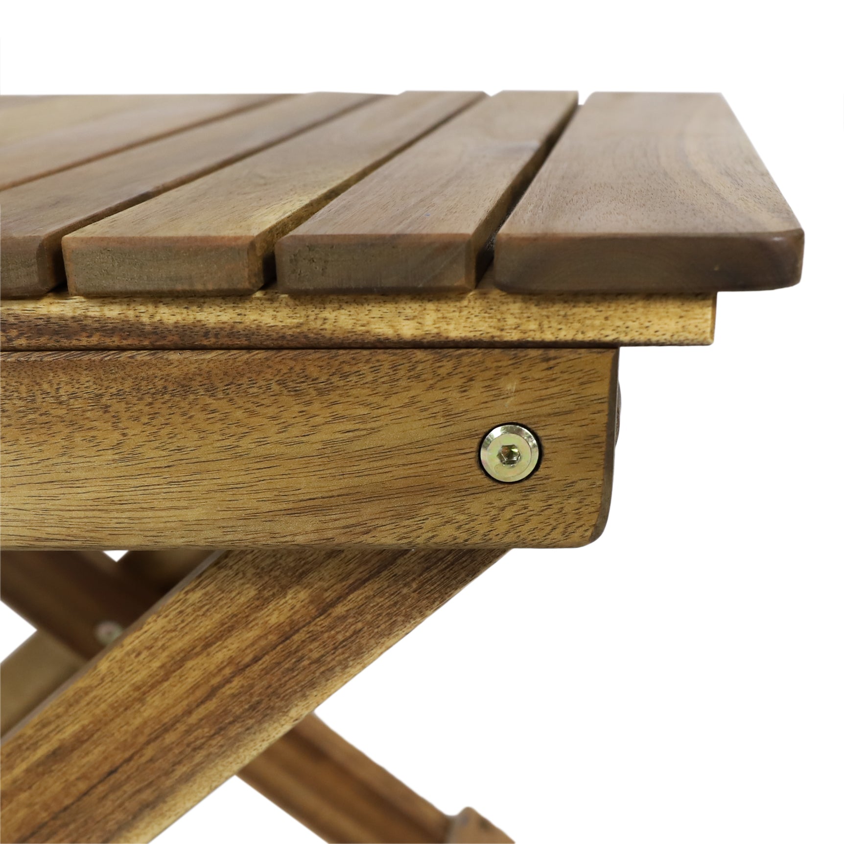 Outdoor Folding Wooden Side Table, Natural, 15"D x 22.75"W x 18.25"H - Korvel