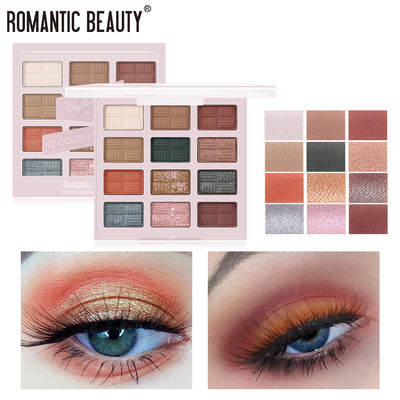 Romantic Beauty 12 Color Eye Shadow Multi Color Eye Brightening Lasting Modification Waterproof Pearl Eye Shadow Plate - Korvel