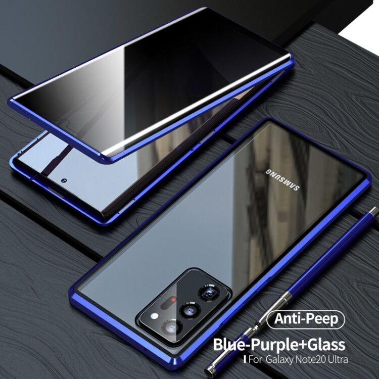 For Samsung Note20U Anti Peeping Privacy Glass Case Protect Phone Case S21Ultra Magnetic S21 Metal Cover - Korvel