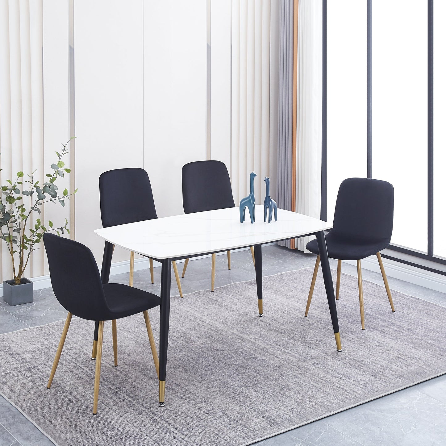 Dining Chair 4PCS（BLACK）Modern style New technology Suitable for restaurants cafes taverns offices - Korvel