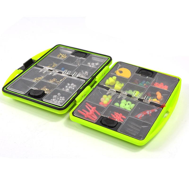LEO 100Pcs/box Fly Fishing Accessories Box with Fishhooks Float Lead Sinker Swivel Connector Beads - Korvel