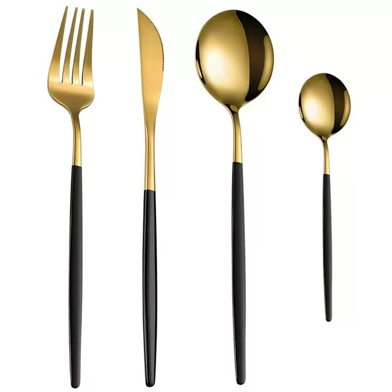 Premium Stainless Steel Cutlery Set with Gold Spray Finish
