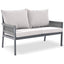 Outdoor Furniture with Tempered Glass Table Deep Seating with Thick Cushion for Backyard Porch Balcony (Grey) - Korvel