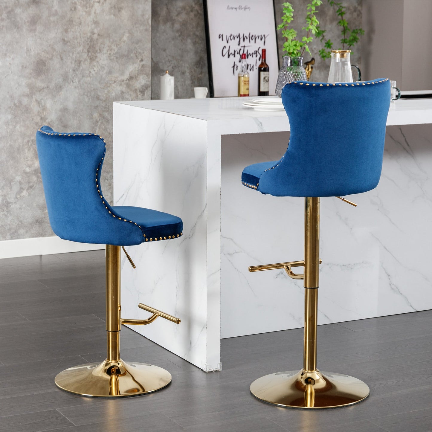Modern Adjustable Bar Stools with Backs - Set of 2