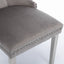 High end tufted solid wood velvet soft cushion dining chair chrome plated leg nail decoration gray and chrome two-piece set - Korvel
