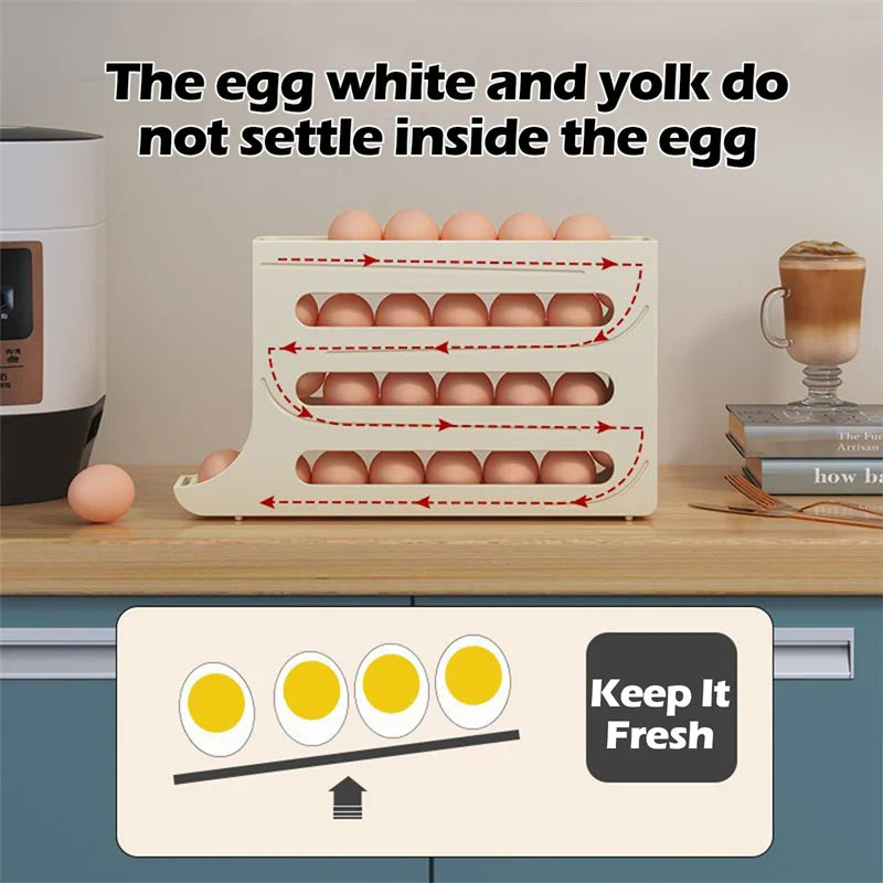 Refrigerator Egg Storage Box Automatic Scrolling Egg Holder Kitchen Large Capacity Dedicated Rolling Egg Storage Box for Kitchen - Korvel