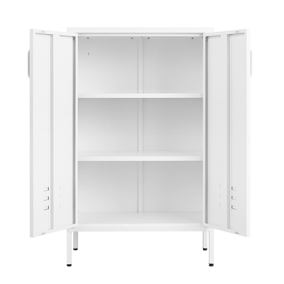 Premium White Steel Storage Cabinet with Movable Partitions