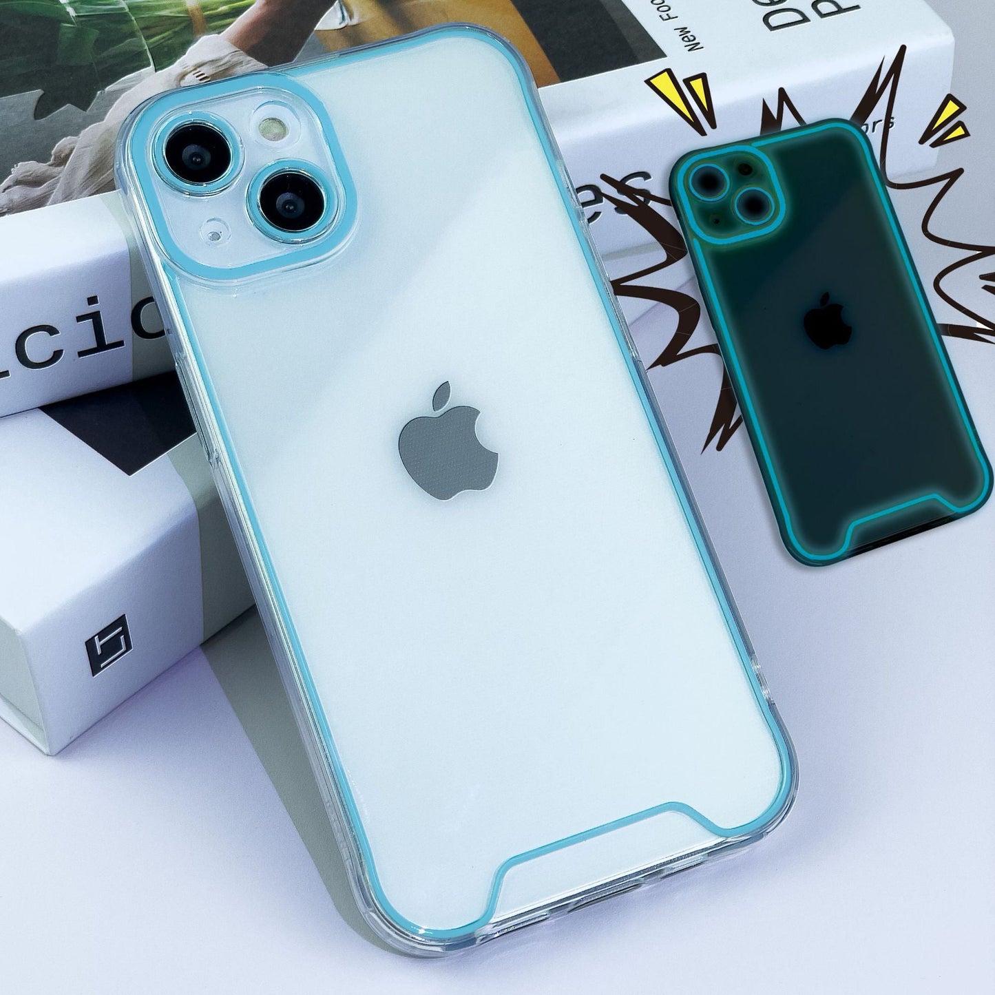 Suitable for iPhone 15 Promax luminous phone case Apple 13/12 transparent material silicone protective case - Korvel