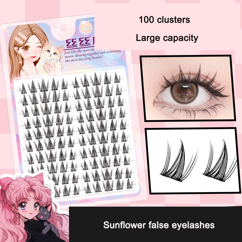 Sunflower Comics Pure Desire Eyelash Simulation Natural Thickening Large Segmented Trilogy False Eyelash Laziness - Korvel