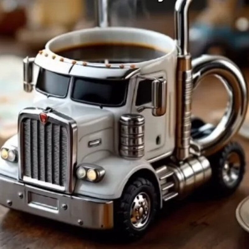 1PC Creative 11oz Truck-Design Coffee Mug. Ideal as a semi-truck coffee cup or home kitchen desktop ornament. - Korvel