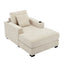 39.7" Oversized Chaise Lounger Modern Style Sofa Couch ,with Pillows, Charge Station & Cup Holders, Chenille Fabric, Cream - Korvel