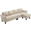 Sofá Seccional Convertible en Forma de L con Almacenamiento - Beige
