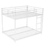 Full over Full Metal Bunk Bed, Low Bunk Bed with Ladder White - Korvel