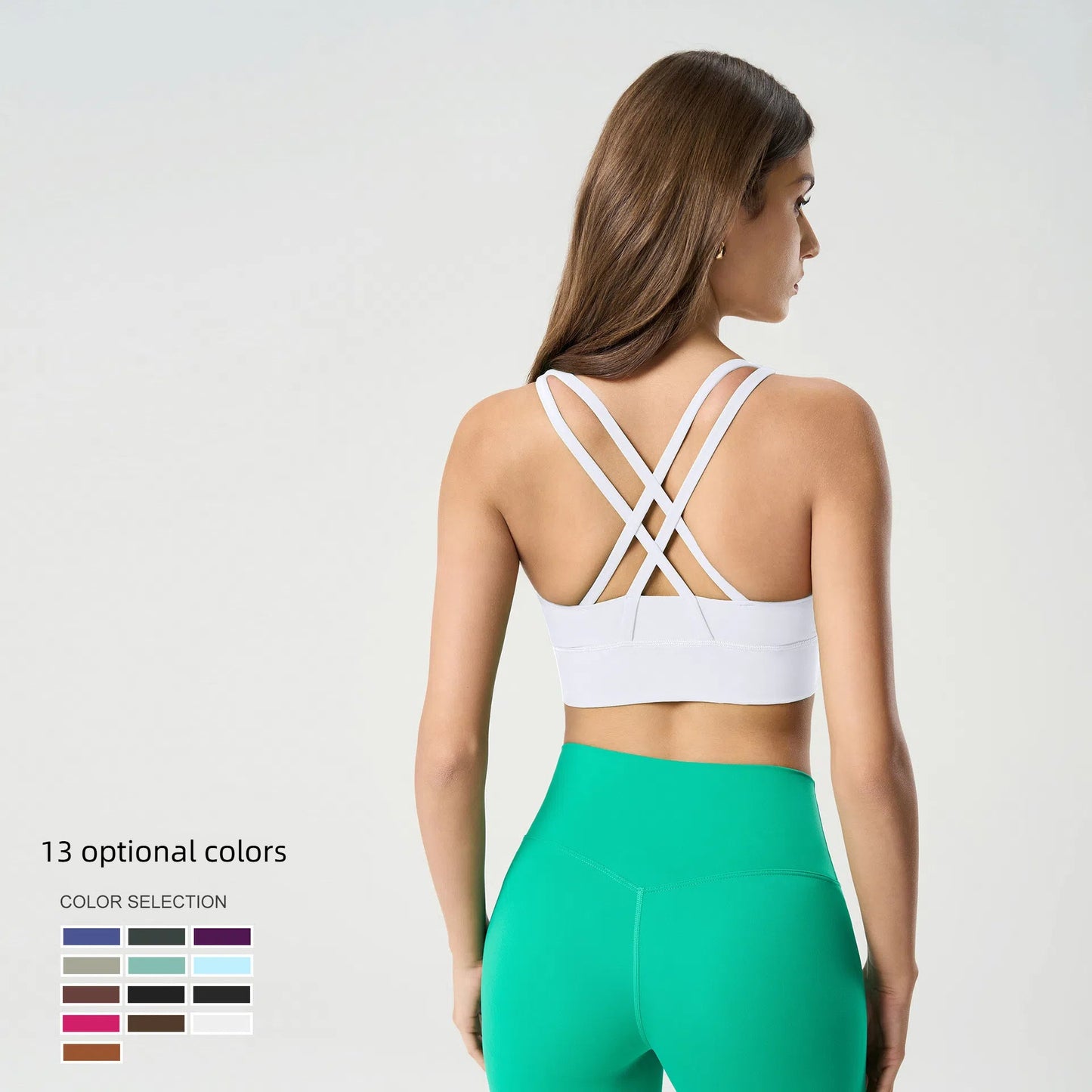 Cross back yoga bra brushed bare high-strength shock-absorbing gathering sports vest for women - Korvel