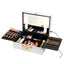 Portable makeup case, travel makeup bag with LED mirror, locked makeup storage box, brush holder, divider, rechargeable, white - Korvel