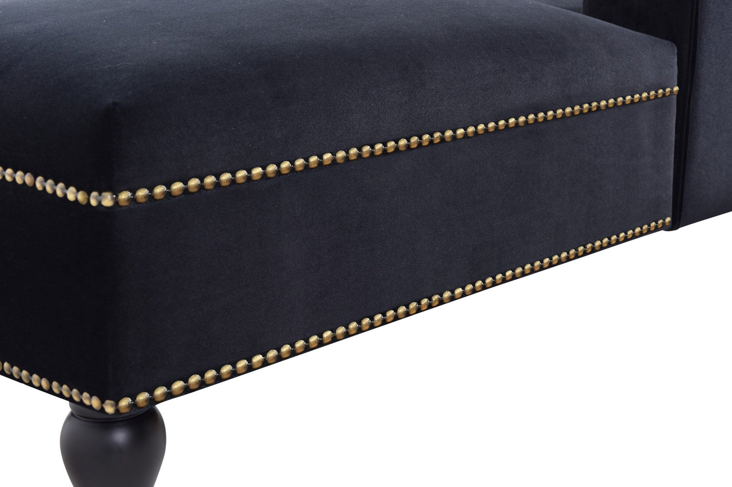 58-Inch Velvet Lounge Chair with Nailhead Trim