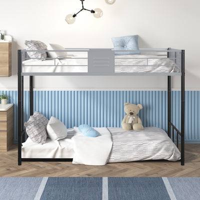 Metal Twin Bunk Bed with Ventilation and Safety Features