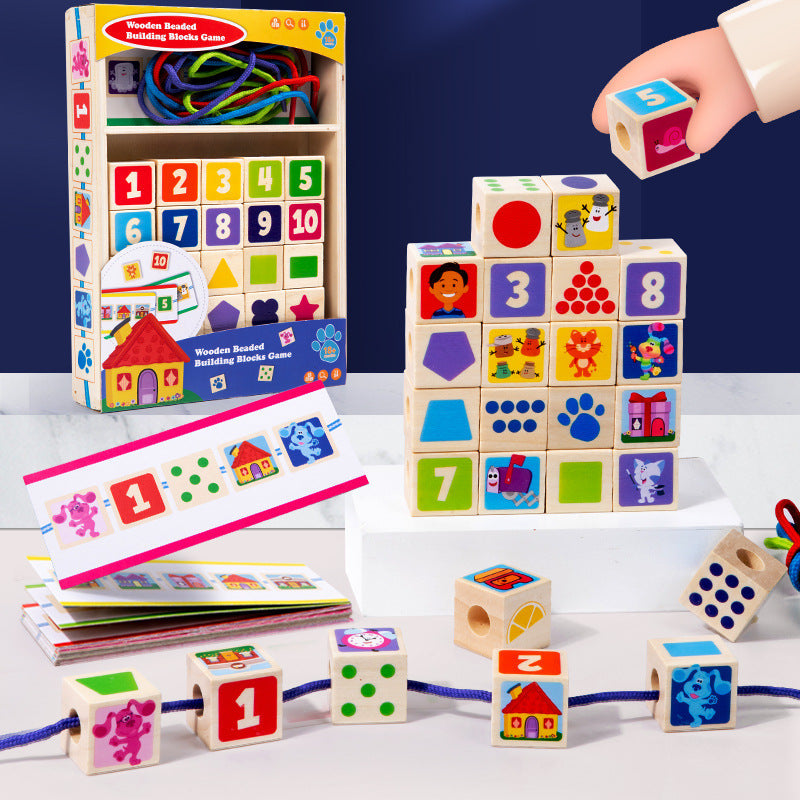 Juego de Bloques de Construcción con Cuentas de Madera para Niños