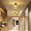 Rattan Light Fixtures Ceiling Mount,Boho Ceiling Light Fixture with Dimmable LED Bulb Mini Hand Woven Rattan - Korvel