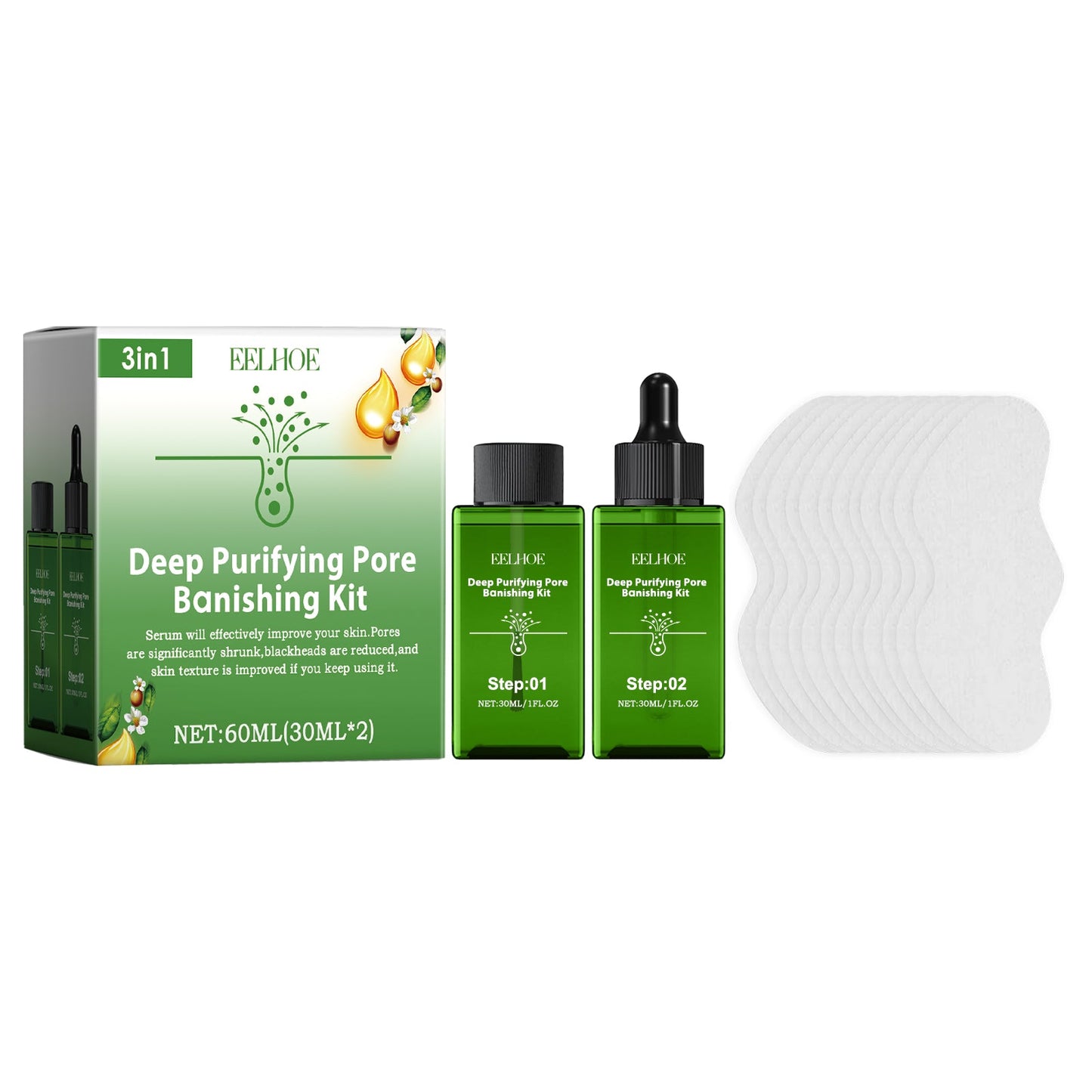 Deep Purifying Pore Banishing Kit, Pore Thinning And Blackhead Remover Moisturizing Essence - Korvel