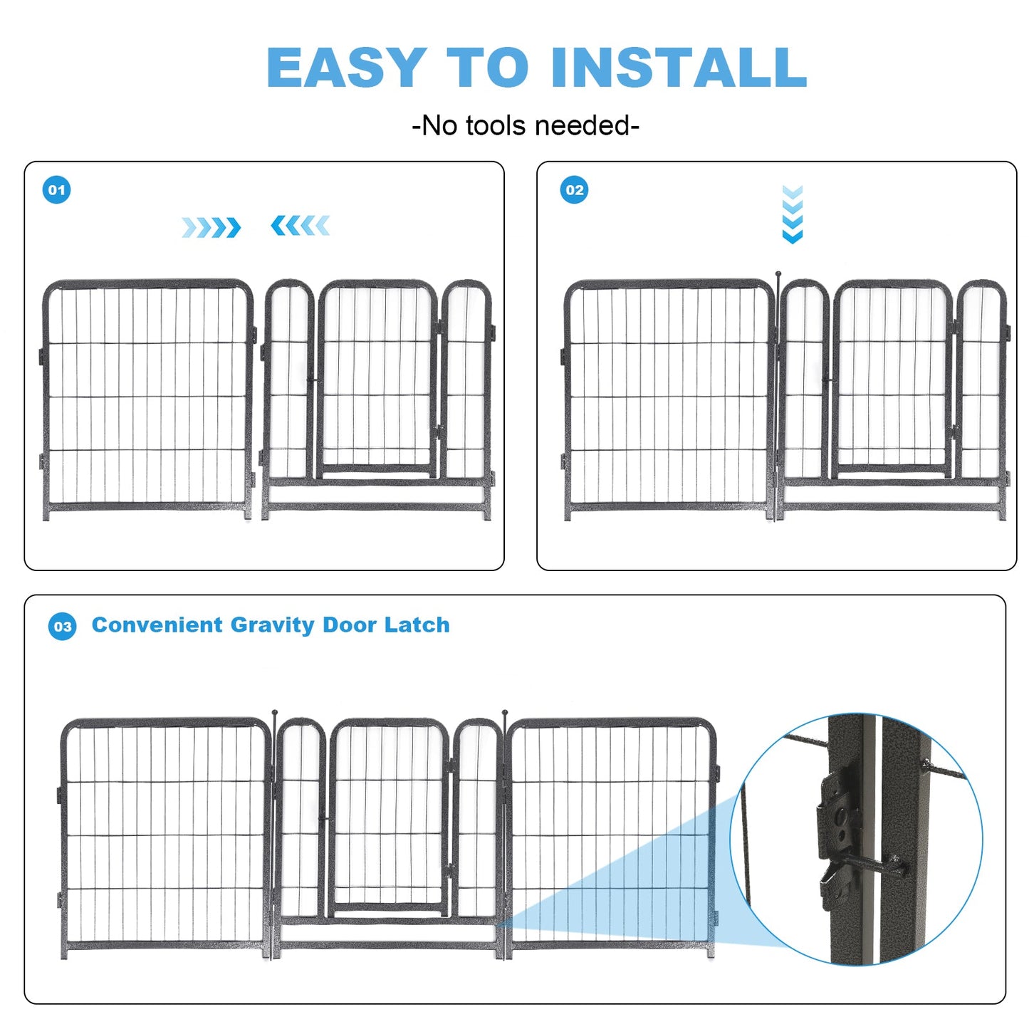 16 Panels Dog Playpen for outdoor,yard,camping,24"Height dog fence with 2 doors. - Korvel