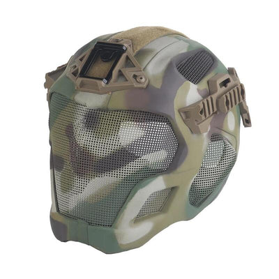 Lightweight EVA tactical helmet for hunting, airsoft, etc. Steel mesh mask included, good for cosplay. - Korvel