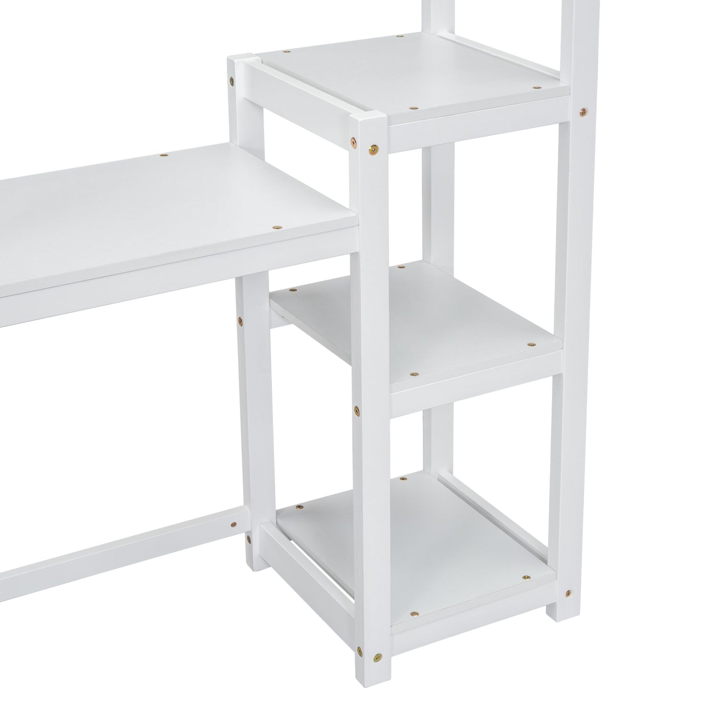 House-shaped Wooden writing Desk,Kids study Table,Bookshelf & Toy Storage,White - Korvel