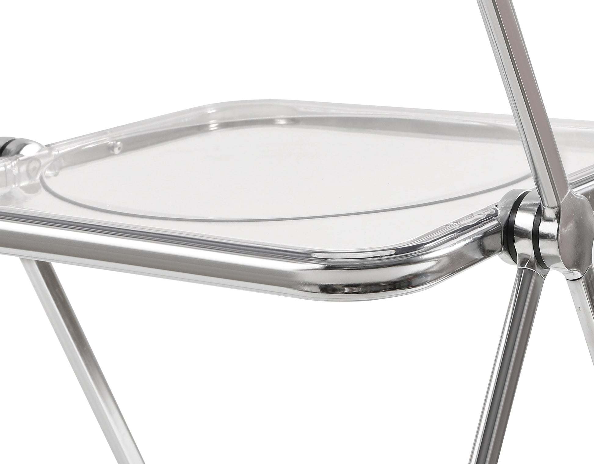 Transparent chair, stackable folding chair, PC plastic living room chair, chrome frame foldable acrylic chair, O-Clear - Korvel