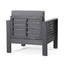 Outdoor Acacia Wood Club Chairs with Cushions, Dark Gray, 27.75"D x 32"W x 27.75"H - Korvel