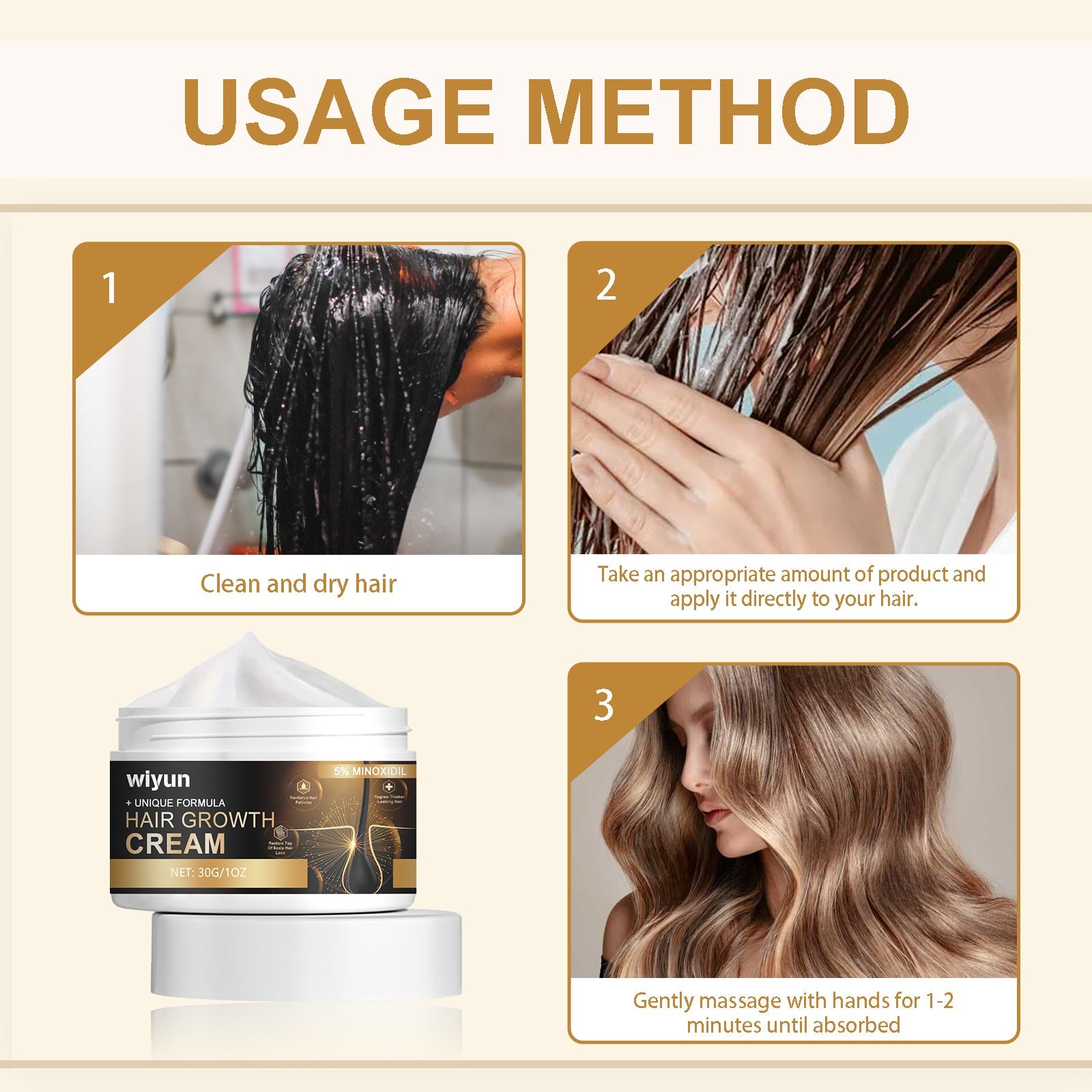 Hair Growth Cream, Thick Hair Strong Hair Nourish Scalp Hair Root Smooth Furry Split Hair Cream - Korvel