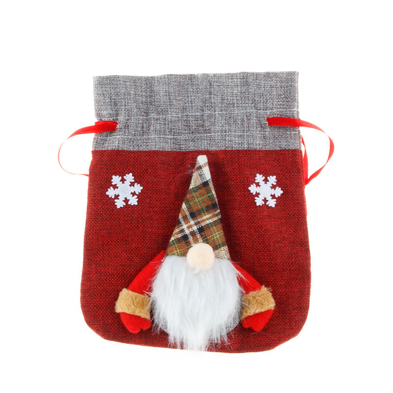 Forest Man Gift Bag Christmas Linen Cartoon Decoration Faceless Elderly Gift Bag Gift Bag Candy Bag - Korvel